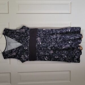 Patagonia womens black and gray floral print sleeveless mini dress sz L